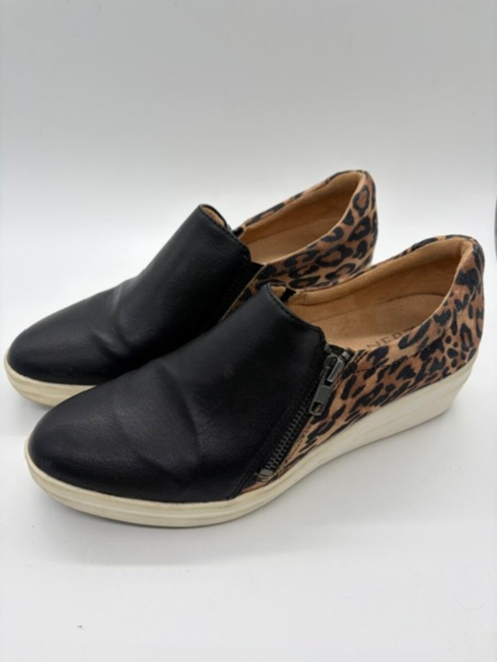 Naturalizer Leopard Print & Black Slip-on Wedge Sneakers size 8.5